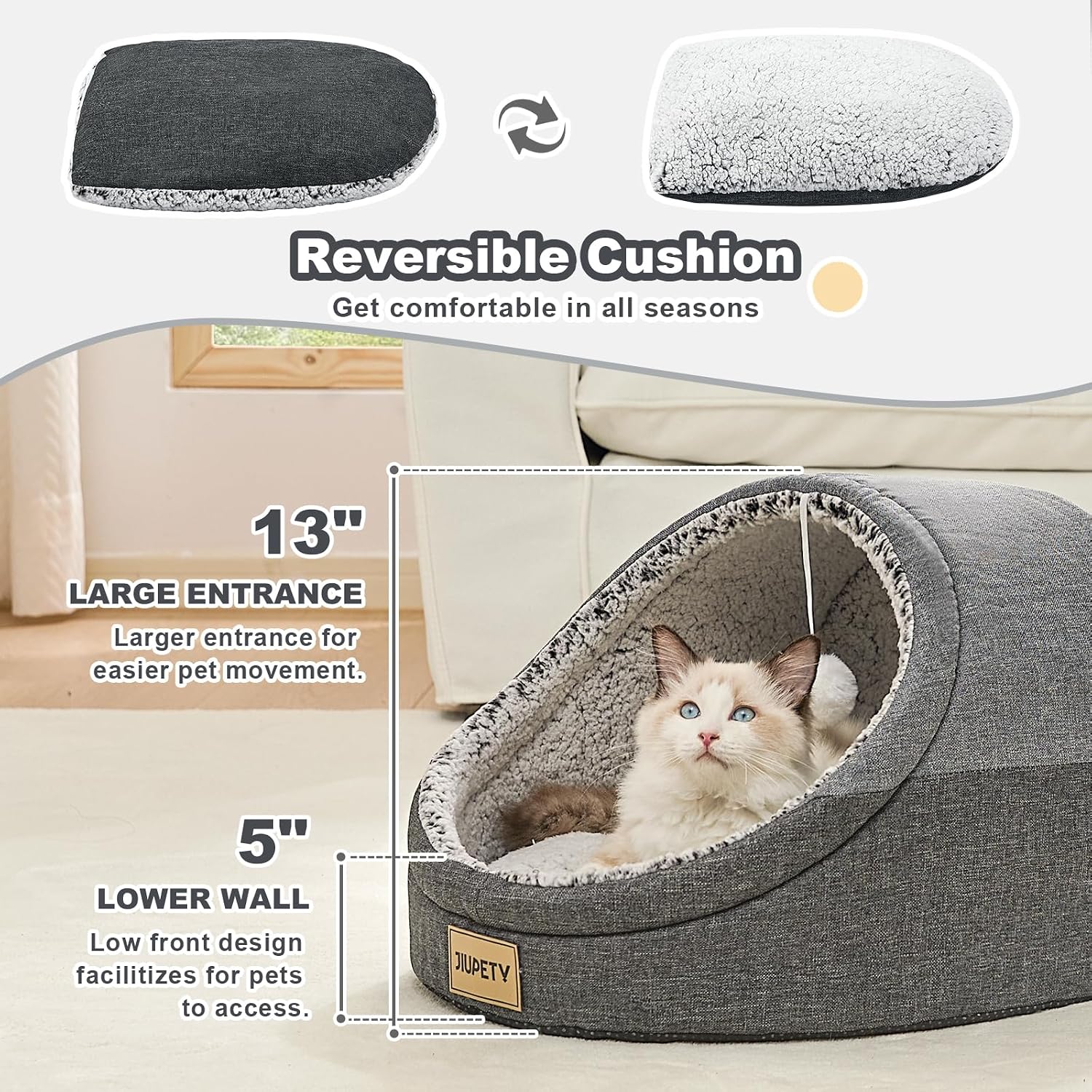 Jiupety cat bed with hanging toy for kittens