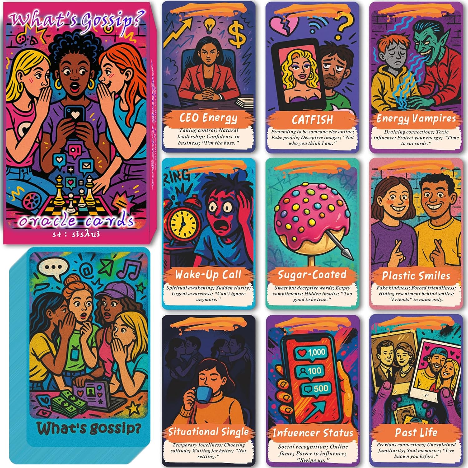 Sishui What Is Bagua Tea Oracle Card Deck front view of eighty card spiritual tarot set.