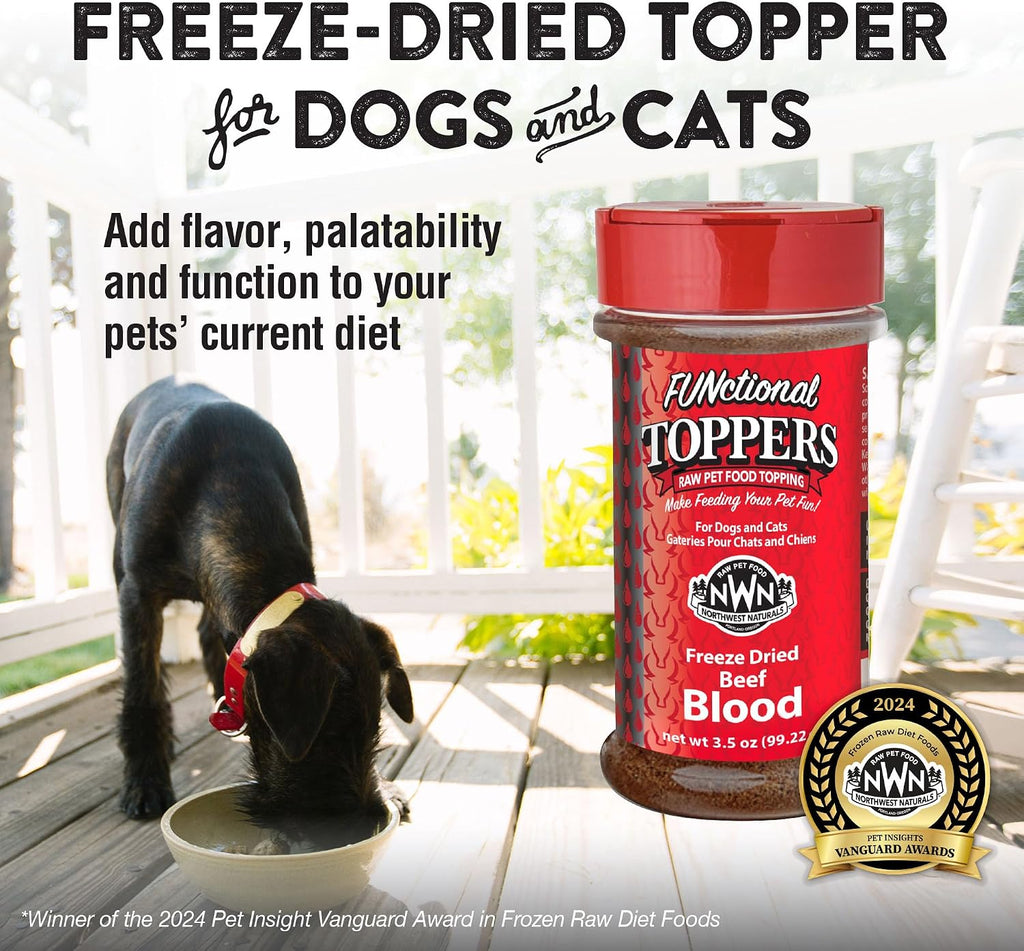 Northwest Naturals beef blood single ingredient pet food enhancer packaging close up