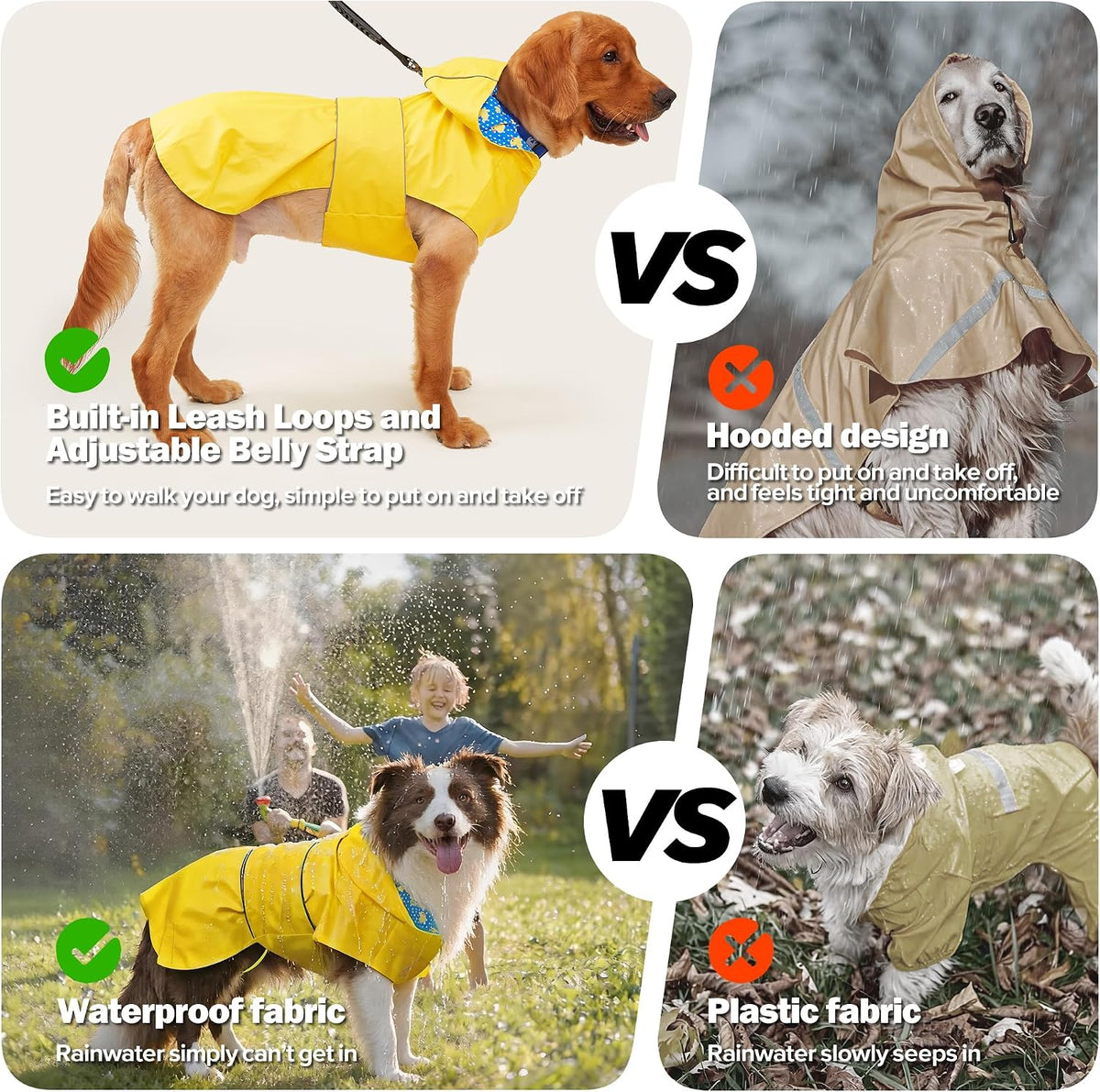 Detailed shot of the elastic leg and tail loops on the Kimee waterproof dog apparel.