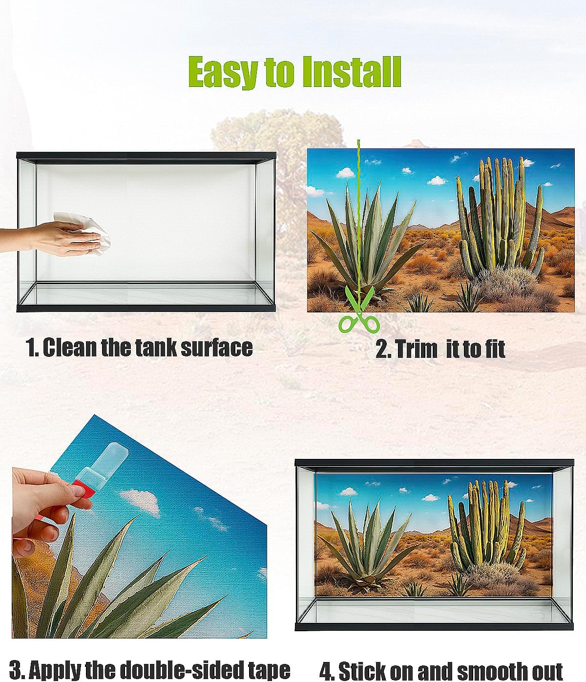 Helidrago 40 Gallon reptile habitat backdrops pack of three high definition printed cloth sheets.