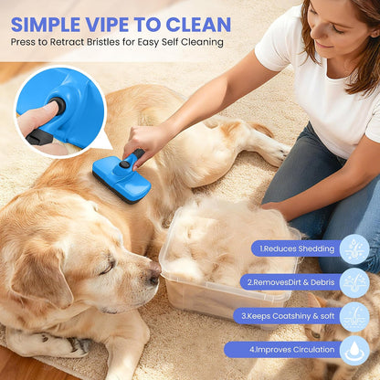 AUSRKI slicker brush one click hair cleaning button demonstration