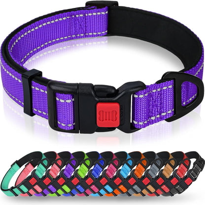 Taglory Reflective Dog Collar for Large Dogs, Soft Neoprene Padded with Escape-Proof Locking Buckle, Upgraded Zinc Alloy Ring, Adjustable for Pitbull Labrador Retriever, Red,L - Image 9