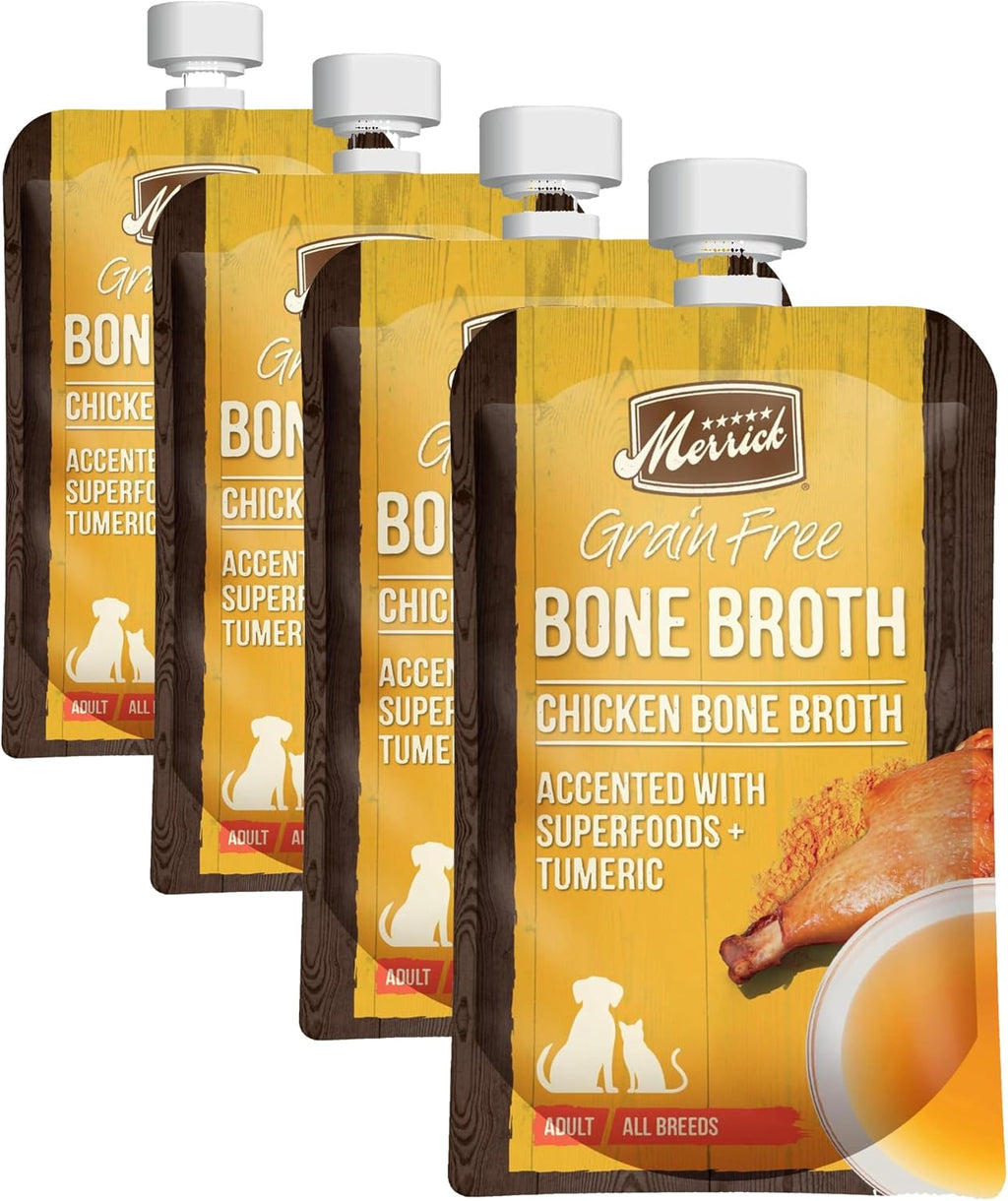 Merrick Grain Free Bone Broth, Premium Human Grade And Gluten Free Dog And Cat Food Topper Pouches, Chicken - 7 oz. Pouch - Image 13
