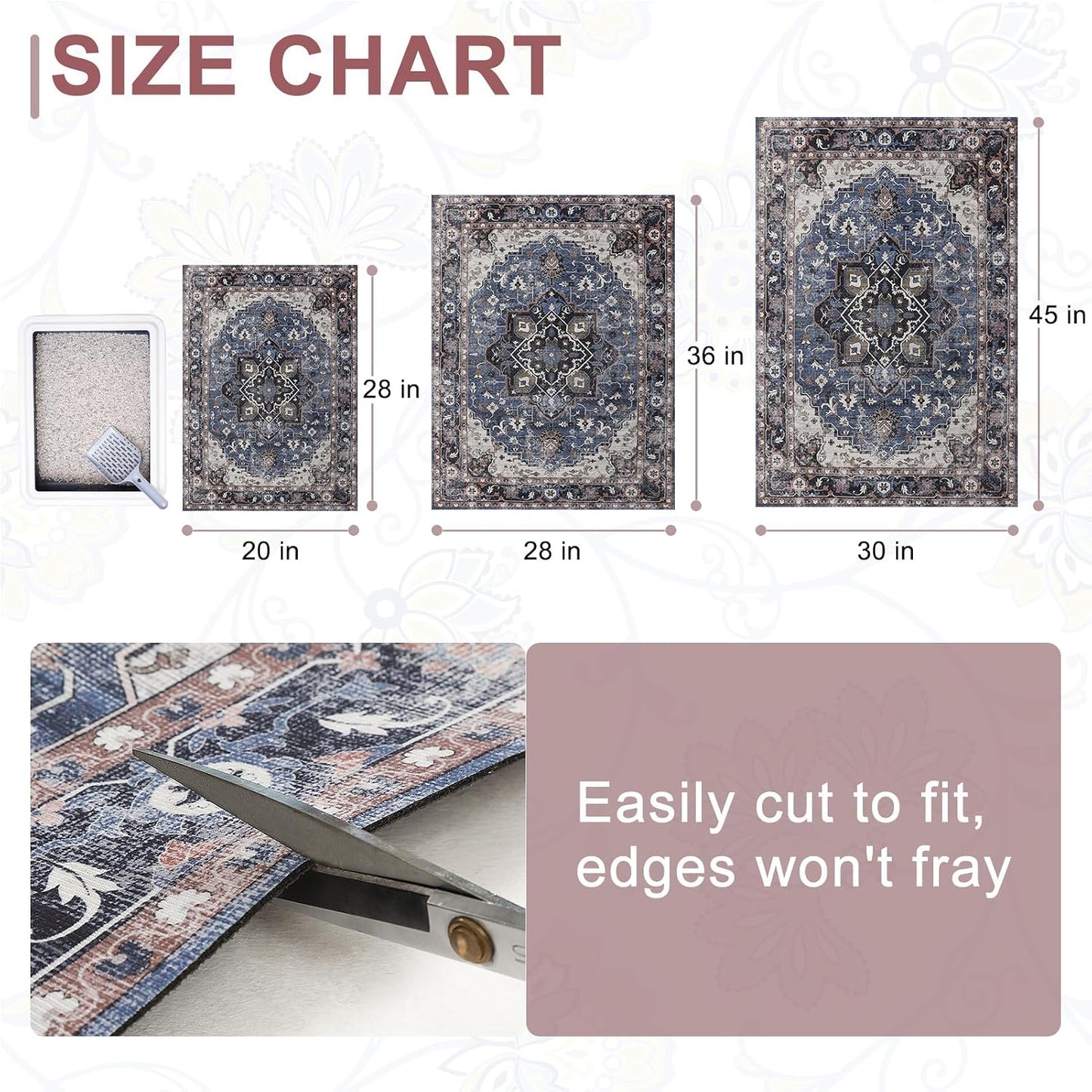 Waterproof backing of BEAUTYZOO cat litter trapping mat protecting floor
