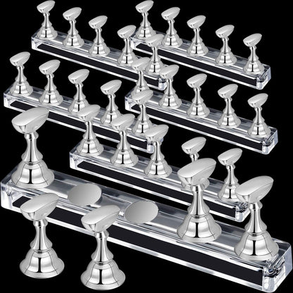 Blulu magnetic nail tip display holder silver set front view