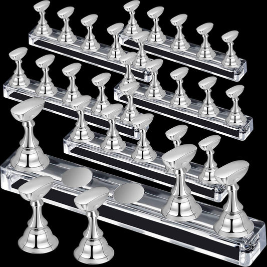 Blulu magnetic nail tip display holder silver set front view
