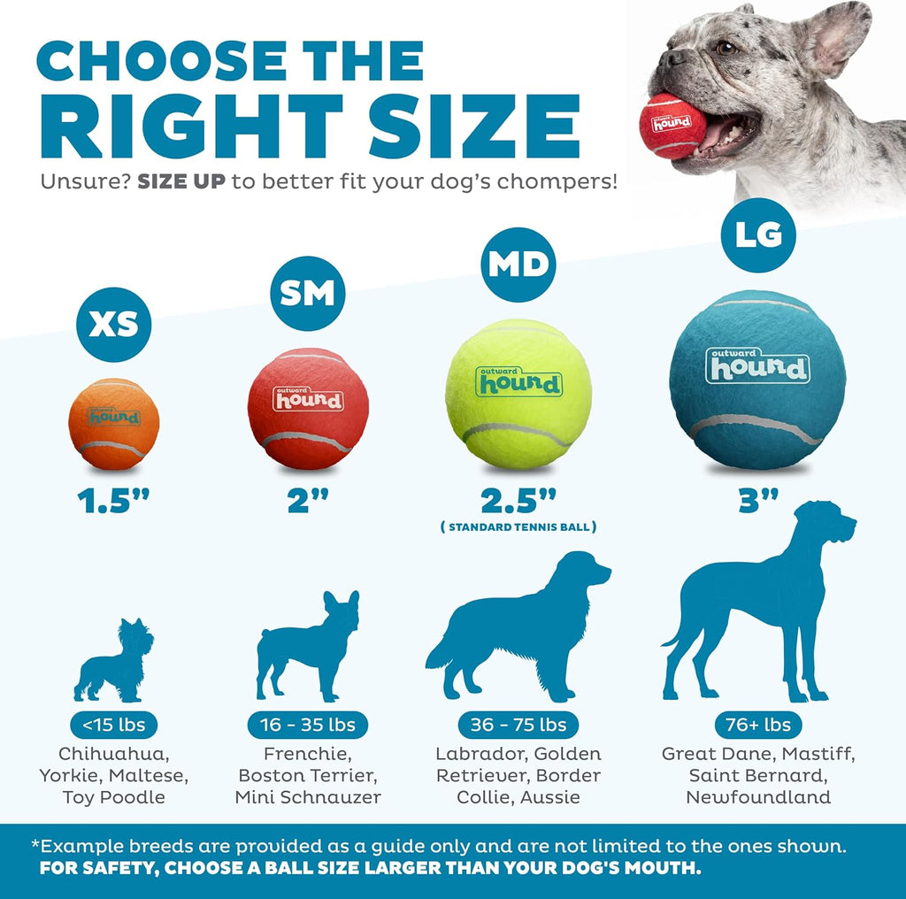 Premium rubber core dog fetch balls from Outward Hound showing non abrasive felt texture