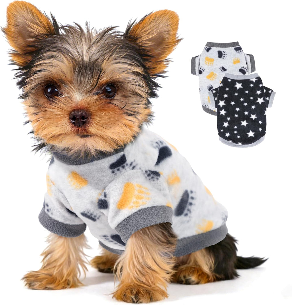 2 Pieces Dog Sweaters for Small Dogs Girl Fleece Puppy Sweater for Chihuahua Yorkie Clothes Soft Warm Dog Clothes Doggie Pet Outfit Apparel Polka dots Leopard Print, Medium - Image 9