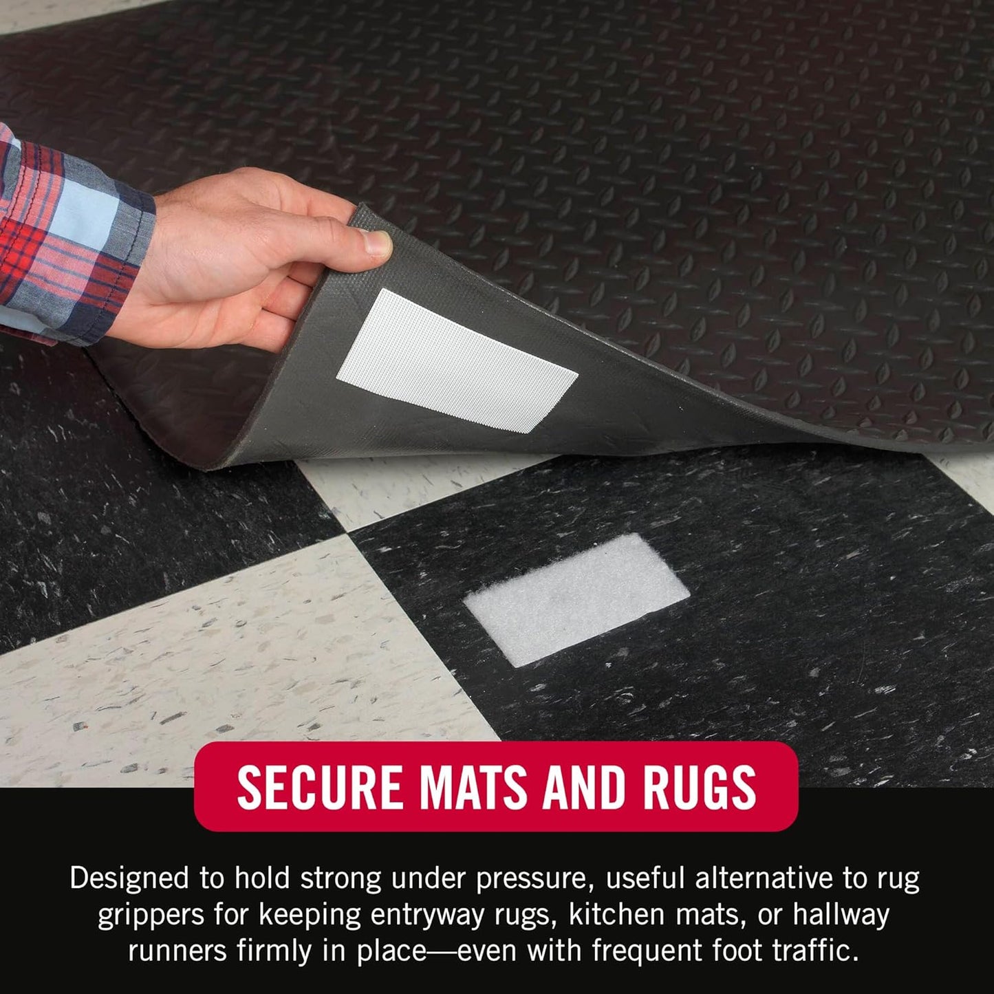 Peel and stick application process of the white two pack industrial fastener strips.