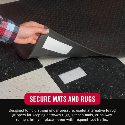 Peel and stick application process of the white two pack industrial fastener strips.