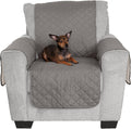 Furhaven reversible water resistant chair cover protector front view on living room furniture.