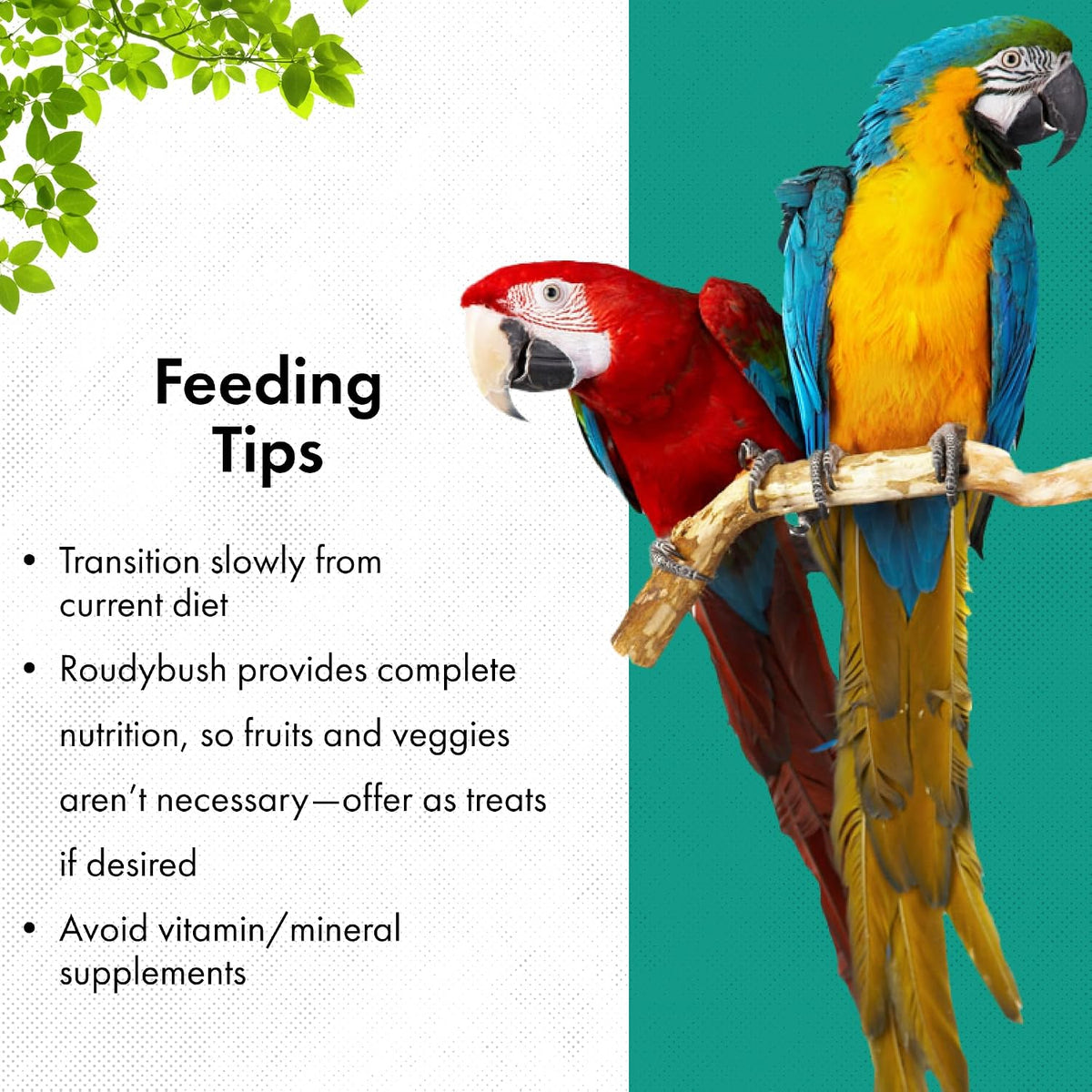 Nutritional label detail on RoudyBush 44 Ounce bird food packaging