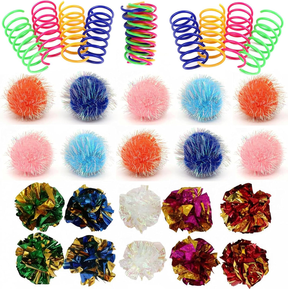 LASOCUHOO interactive cat toy pack front view showing thirty colorful toys