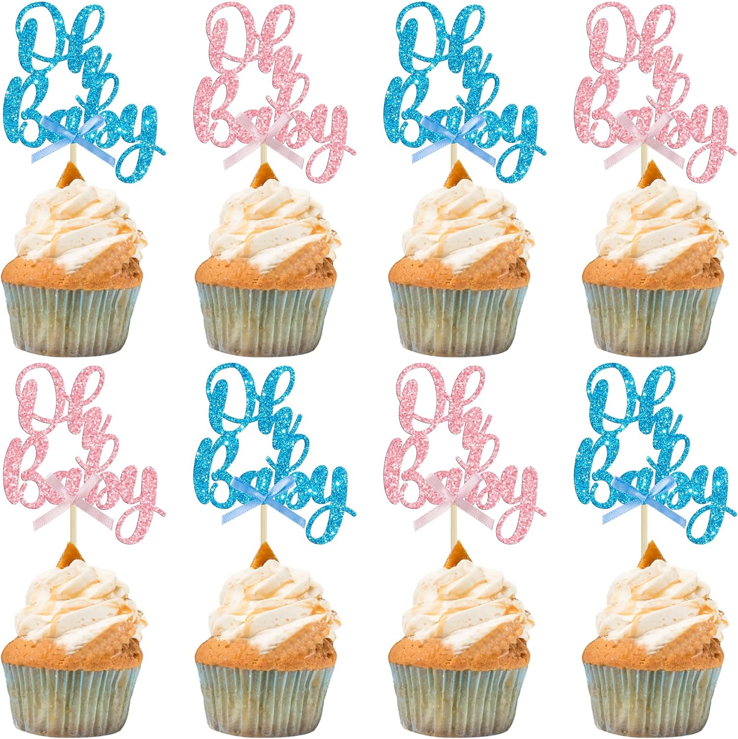 Gyufise 36 piece Oh Baby cupcake toppers set front view