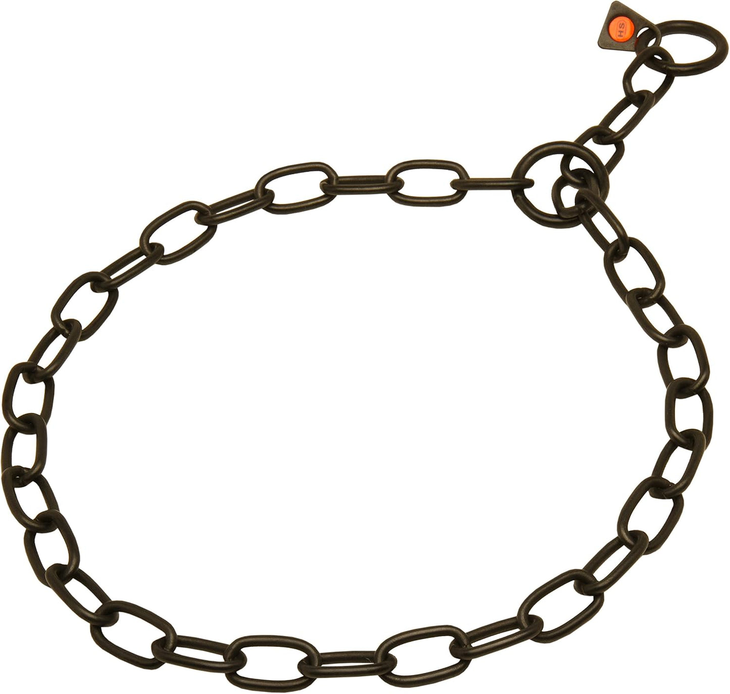 High tensile strength black stainless steel dog choke chain training collar product shot