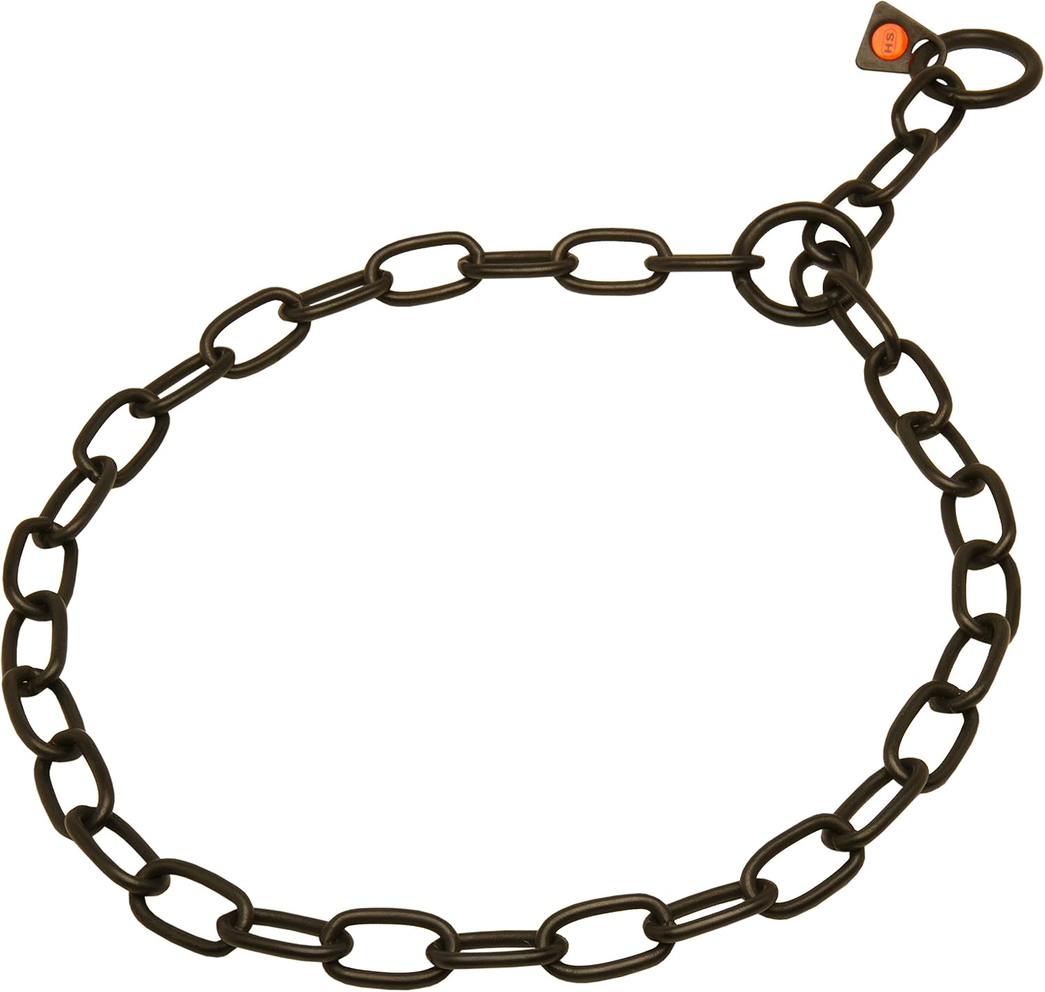 High tensile strength black stainless steel dog choke chain training collar product shot