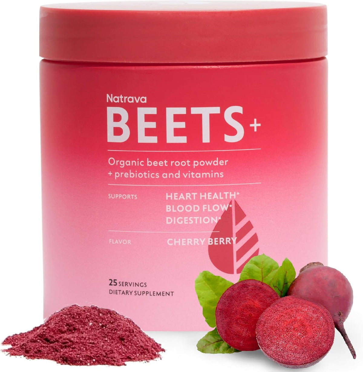 Natrava Beets Plus Organic Beet Root Powder front container view for heart health