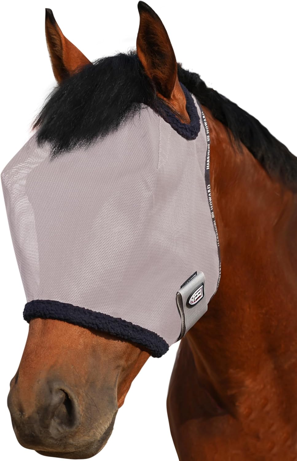 Harrison Howard All Round Mesh Horse Fly Mask UV Protective with Fleece Padded Edging Magenta L - Image 9