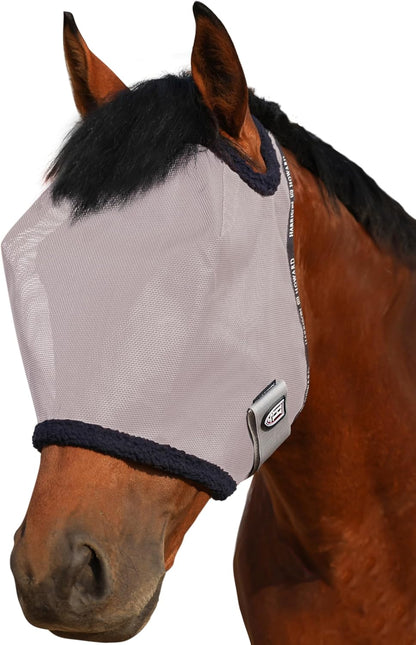 Harrison Howard All Round Mesh Horse Fly Mask UV Protective with Fleece Padded Edging Magenta L - Image 9