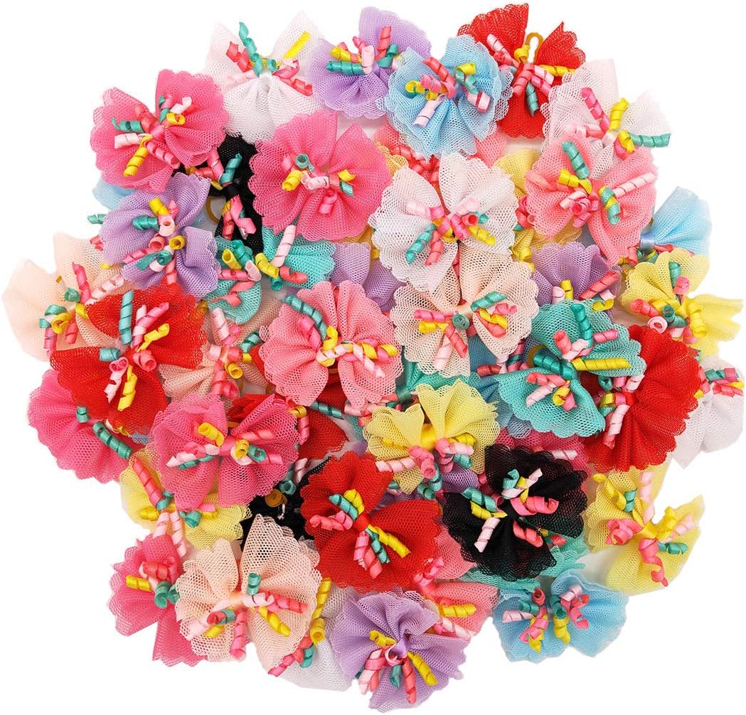 Sufermoe 32 Pcs Multicolored Dog Hair Bows front view