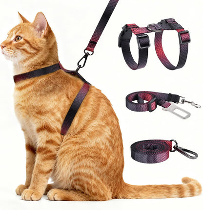 Weather-resistant nylon kitten harness designed for comfortable daily exercise.