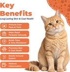 Natural chicken flavored flea and tick soft chews for cats in jar