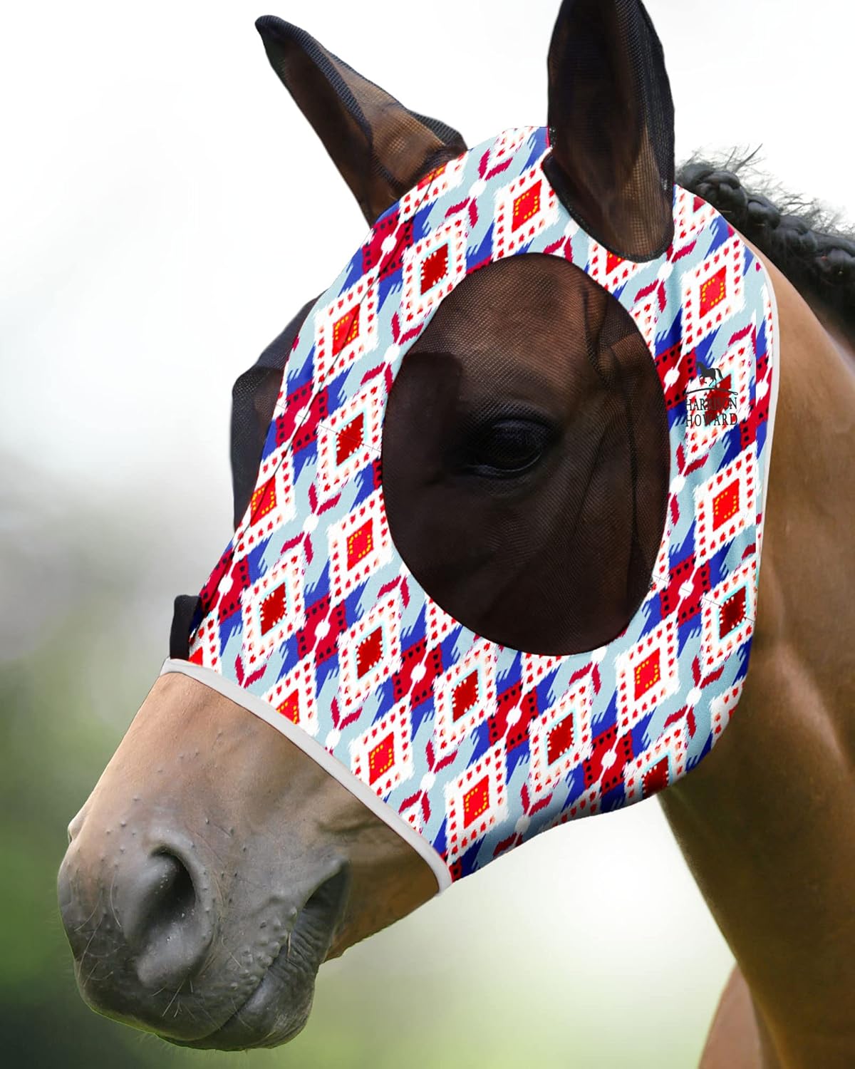 Harrison Howard Super Comfort Stretchy Fitting Horse Fly Mask with UV Protection Soft on Skin with Breathability Pastel Mix Pony - Image 10