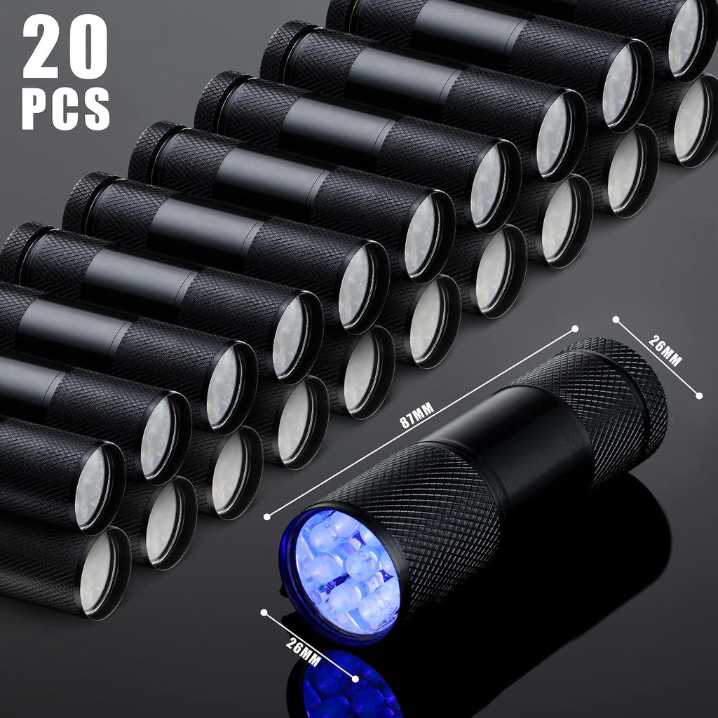 Nine LED cluster head of the Hortsun portable blacklight flashlight displaying the bulb configuration.