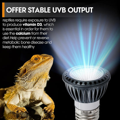 GeeKoit 5W 10.0 LED Calcium Lamp showing the durable metal cooling fins designed for effective heat dissipation.