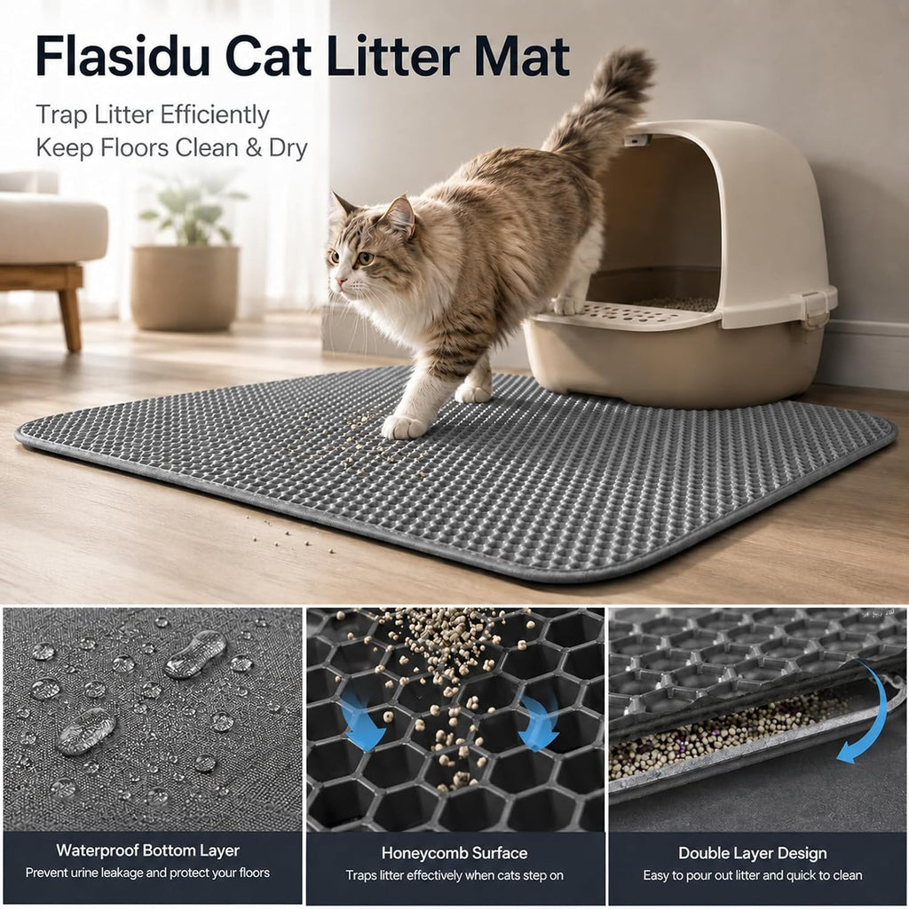 Gray double layer cat litter mat waterproof floor protection