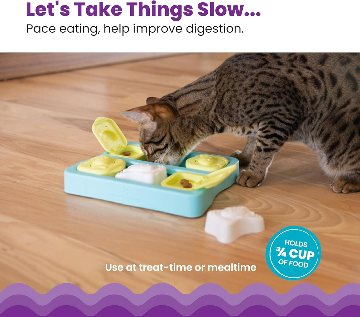 Top angle view of Catstages Kitty Cube interactive cat toy showcasing sliders and lids
