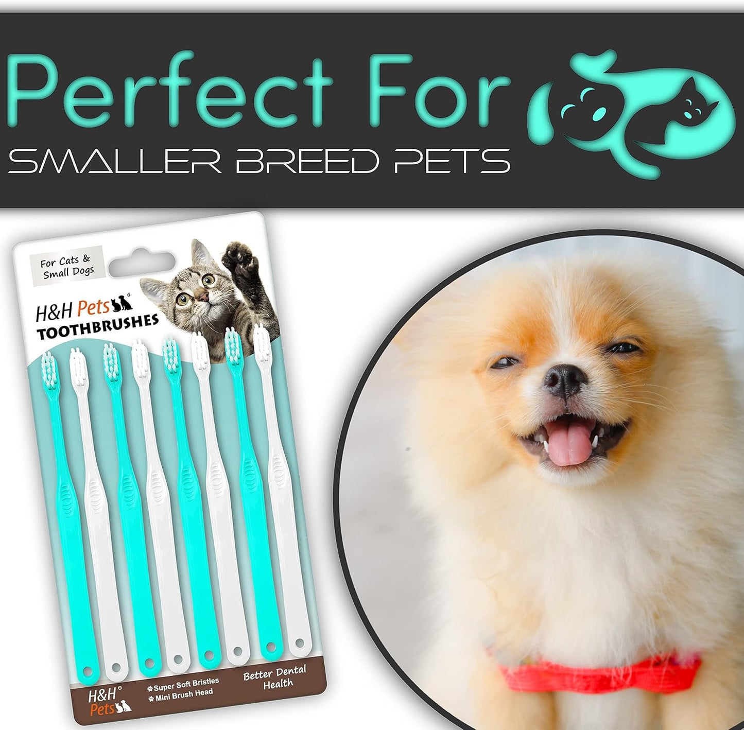 Extra small pet toothbrushes with soft nylon bristles for puppy plaque removal.
