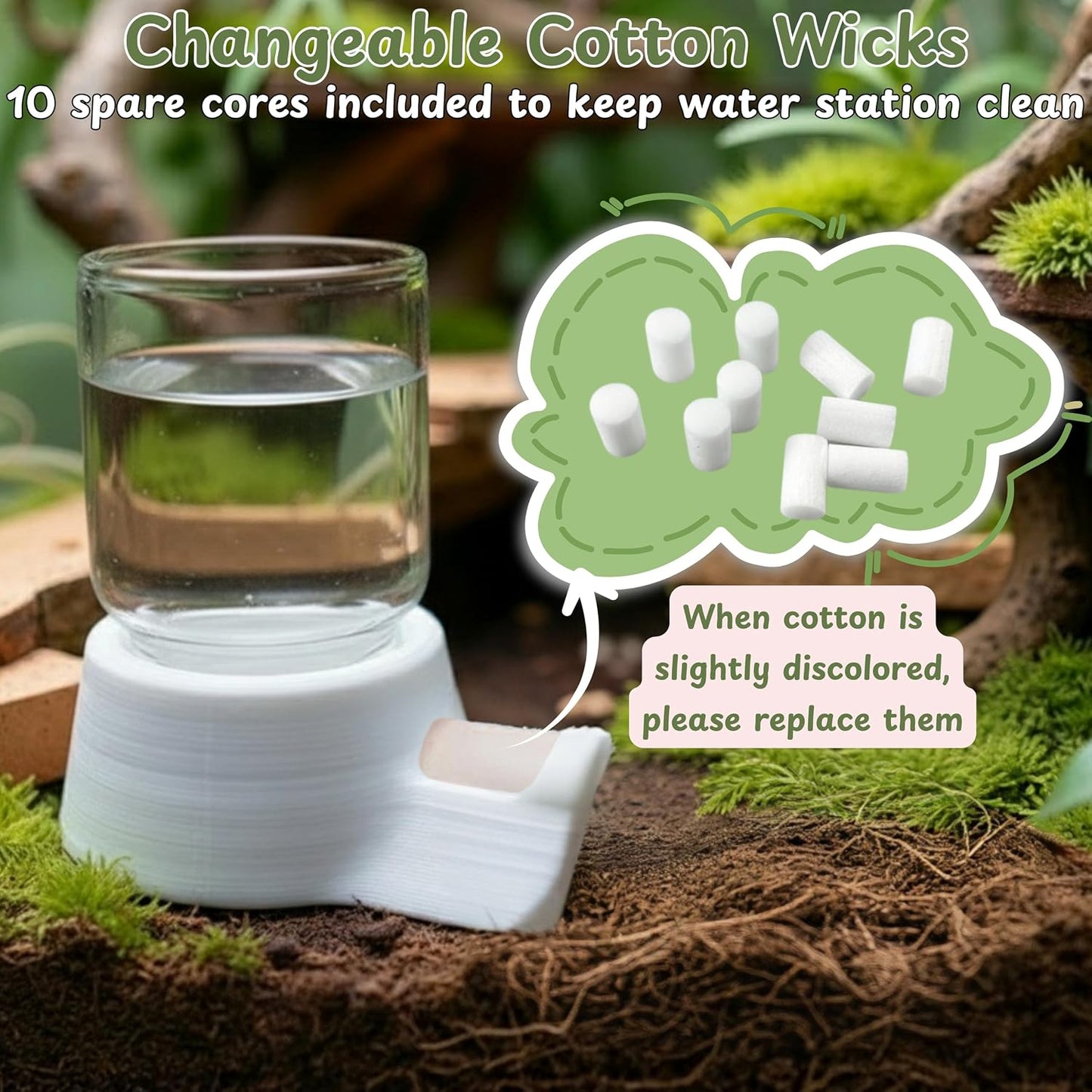 Jumping Spider Water Dispenser Enclosure Accessories, Mini Water Dispenser and Mist Bottle with 10 Replace Cotton Cores, Jumping Spider Habitat Decoration Tarantula Enclosure Accessories (White, 5 ML) - Image 7