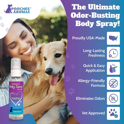 Pooches Aromas pet perfume spray bottle details premium deodorizing mist