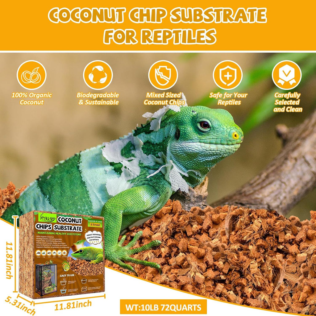 Legigo natural coco husk chips reptile bedding expanding in water container
