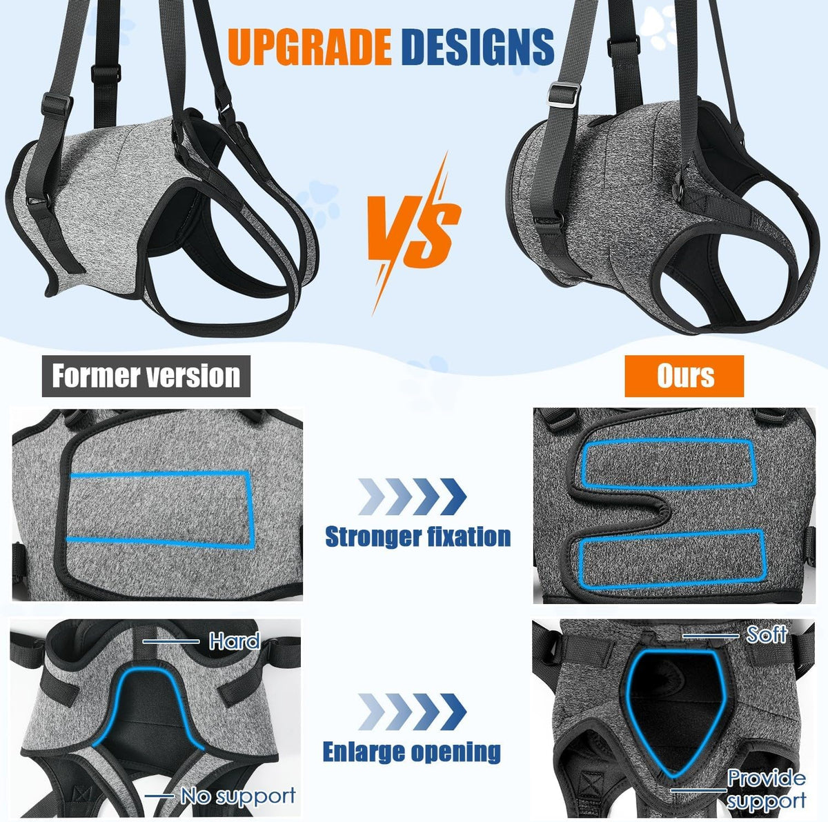 Side view of SlowTon dog support sling showing adjustable straps