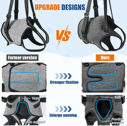 Side view of SlowTon dog support sling showing adjustable straps