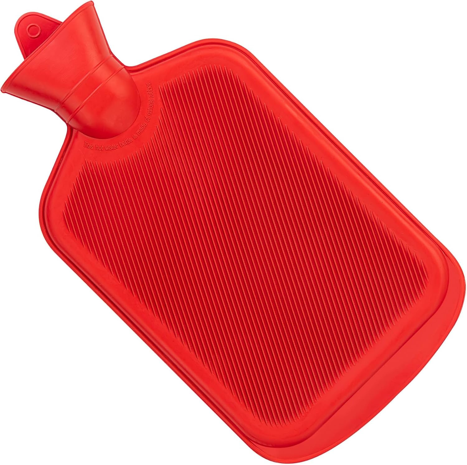 SteadMax natural rubber hot water bottle 2 Litre front view in classic red color