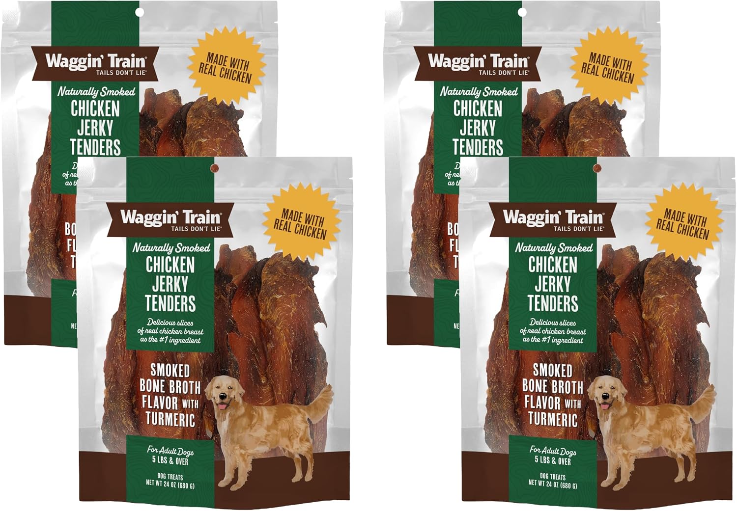 Waggin' Train Smoked Chicken Jerky Tenders for Dogs with Turmeric and Human Grade Bone Broth, Grain and Corn Free, High Protein, Premium Limited Ingredient 100% Real Chicken Dog Treats, 24 oz. Pouch - Image 11