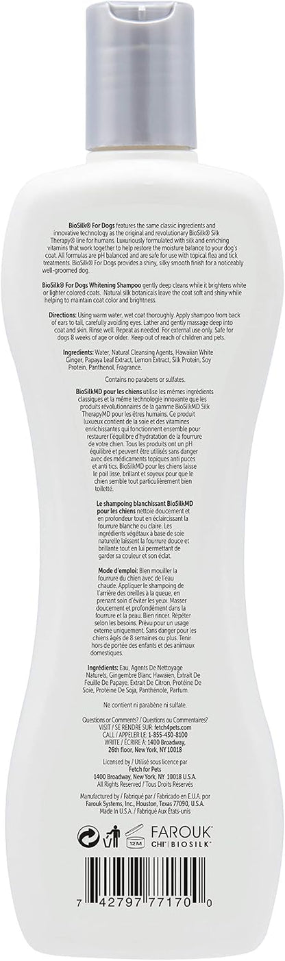 BioSilk whitening dog shampoo for white coats