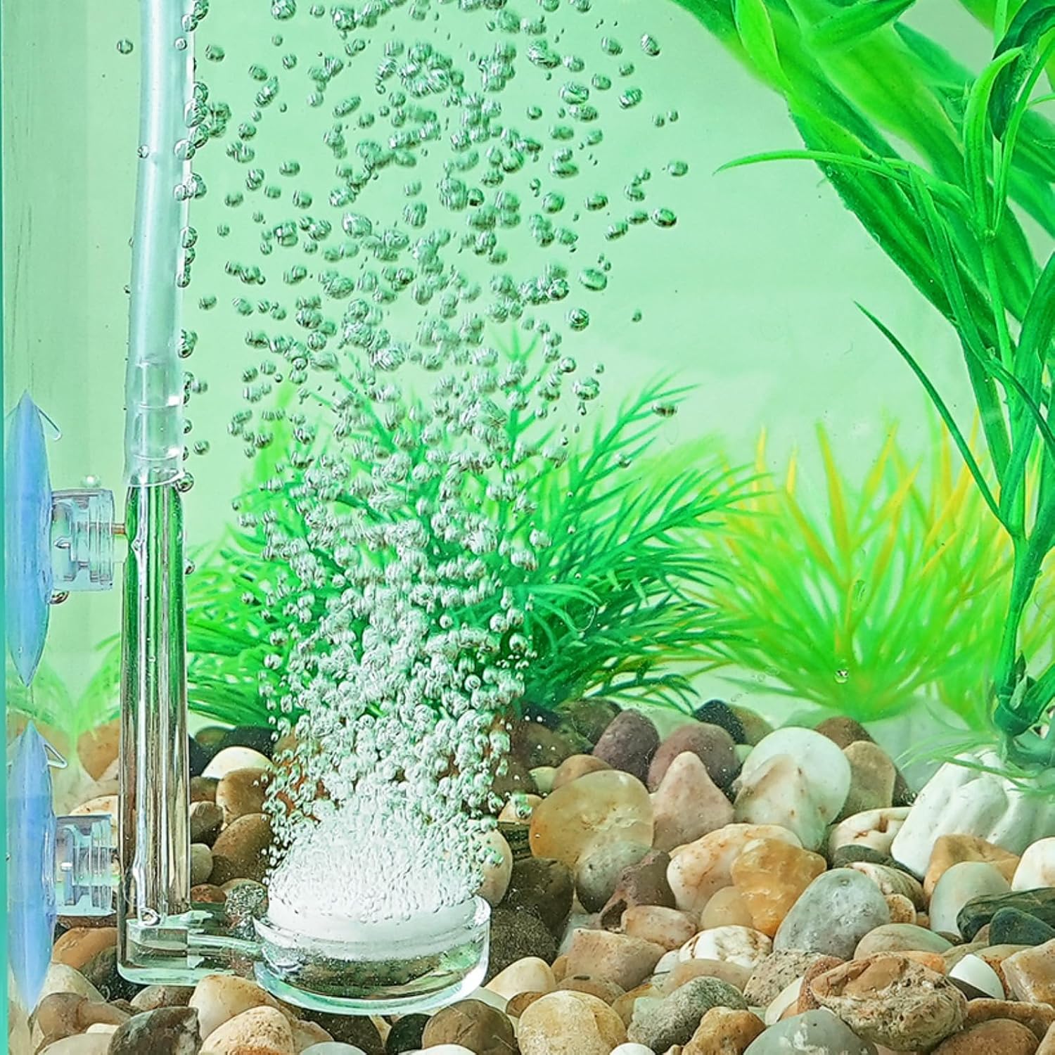 AQUANEAT one inch nano bubble stone producing fine oxygen bubbles in fish tank