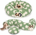 Pesen Cat Tunnel Bed front view of green donut pet toy.