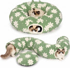 Pesen Cat Tunnel Bed front view of green donut pet toy.