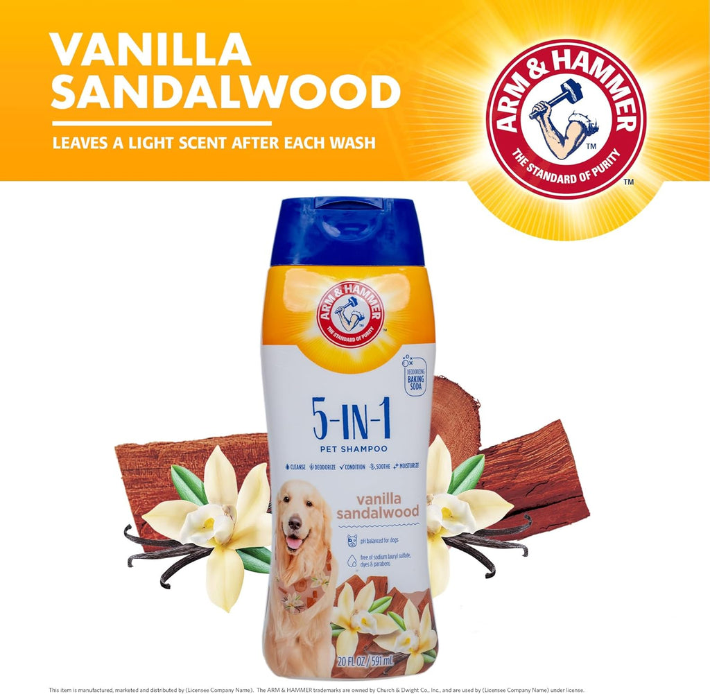 Imported USA baking soda dog deodorizing shampoo and conditioner liquid close up