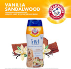 Imported USA baking soda dog deodorizing shampoo and conditioner liquid close up