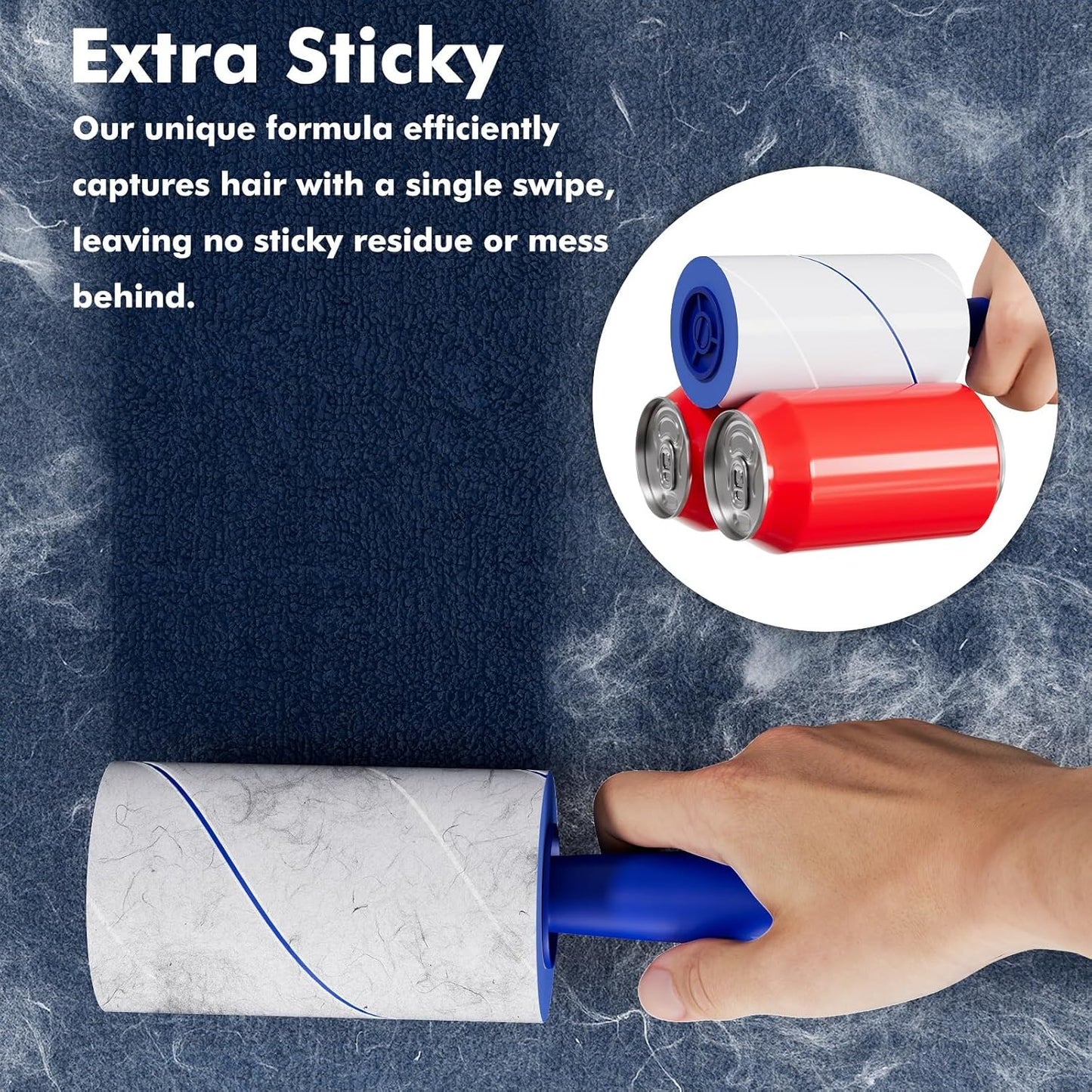 Close up of extra sticky lint roller sheet for pet hair removal