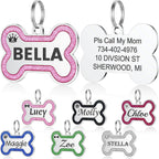 YEHANTI Dog Tags Personalized for Pets - Durable Stainless Steel Pet ID Tags with Lovely Icons, Glitter Bone Custom Dog Tags for Large Small Dogs Cats, Dog Name Tags Engraved On Both SidesS, Pink - Image 14