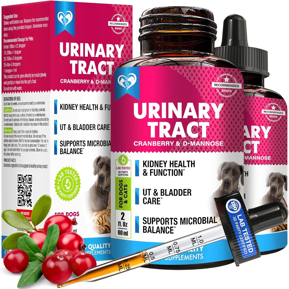 Cat & Dog Urinary Tract Infection Treatment & Natural UTI Medicine Cranberry & D-Mannose -Kidney+Bladder Support - Best Incontinence, Bladder Stones - Pet Renal Health & Care Drops - Image 9