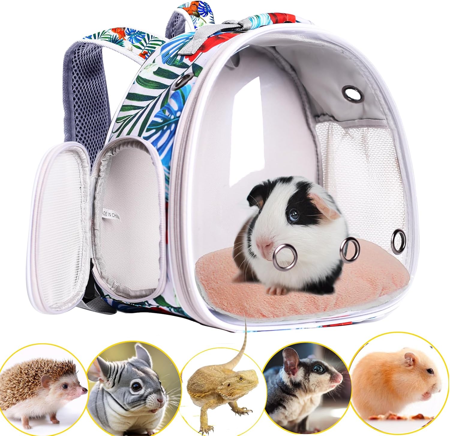 Bearded Dragon Travel Carrier,Lizards Carrier, Small Animal Travel Carrier for Sugar Glider Hedgehog Rat Parrot Bird Guinea Pig, Portable Guinea Pig Travel Bag for 2 - Image 14